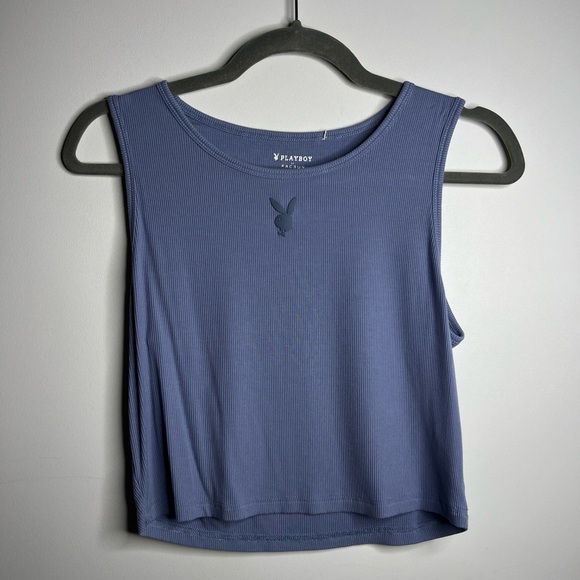 PLAYBOY Tops - PLAYBOY BY PACSUN Baby Blue Cropped Tank Top